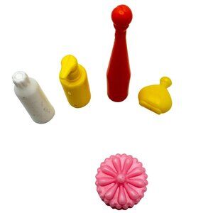 Barbie Set Of 5 Vtg Dollhouse Accessories Miniature Soap Bottles Pink Box